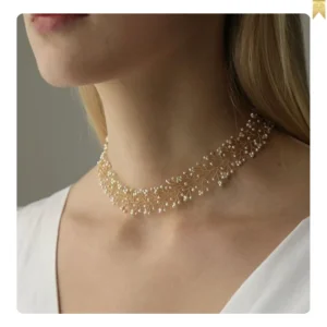 Branch choker necklace with delicate pearls