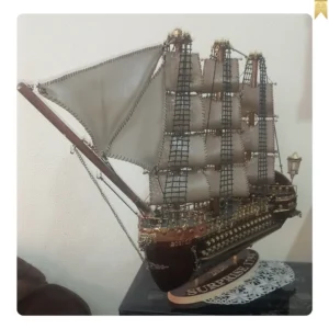 Handmade sailing ship made of walnut wood1