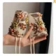 Hemp cuffs with stone embroidery design