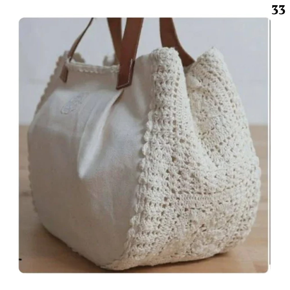 Rustic style handmade bag with leather handle