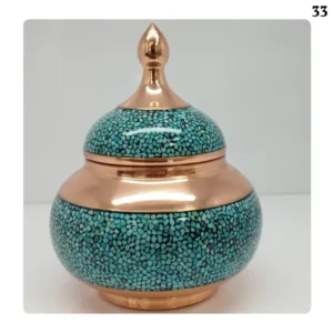 Copper Turquoise Inlay Sugar Bowl