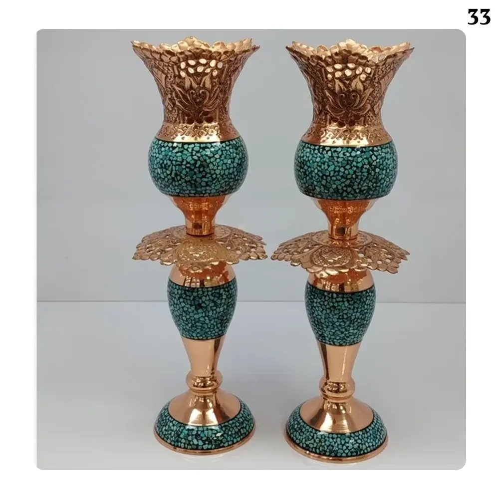 Double Turquoise Inlaid Vase